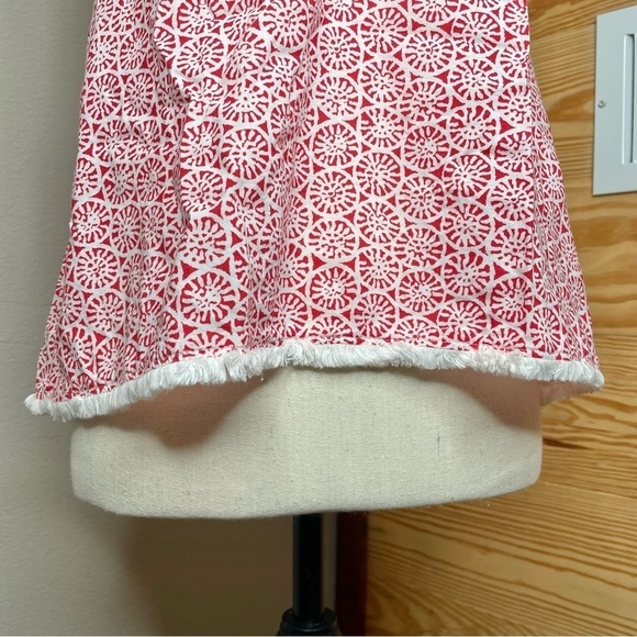 Aerie Red White Geometric Pattern Fringe Hem Racerback Tank Top Extra Small NWT - Picture 4 of 9